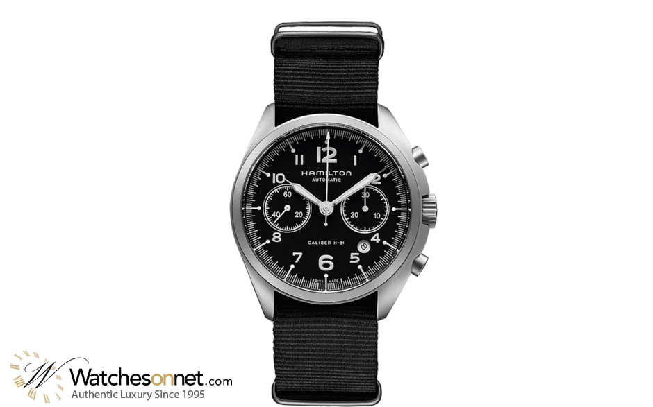 Hamilton Aviation  Chronograph Automatic Men's Watch, Stainless Steel, Black Dial, H76456435