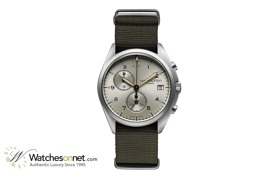 Hamilton Aviation  Chronograph Quartz Men's Watch, Stainless Steel, Silver Dial, H76552955
