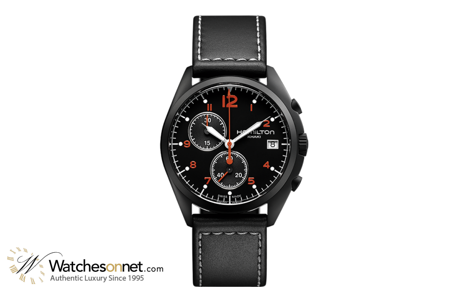 Hamilton Aviation  Chronograph Quartz Men's Watch, PVD Black Steel, Black Dial, H76582733