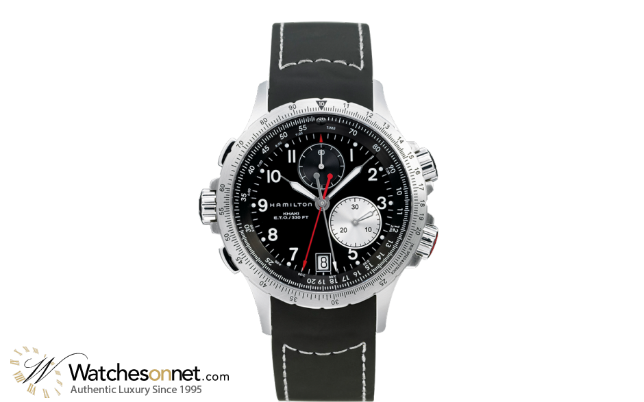 Hamilton Aviation  Chronograph Quartz Men's Watch, Stainless Steel, Black Dial, H77612333