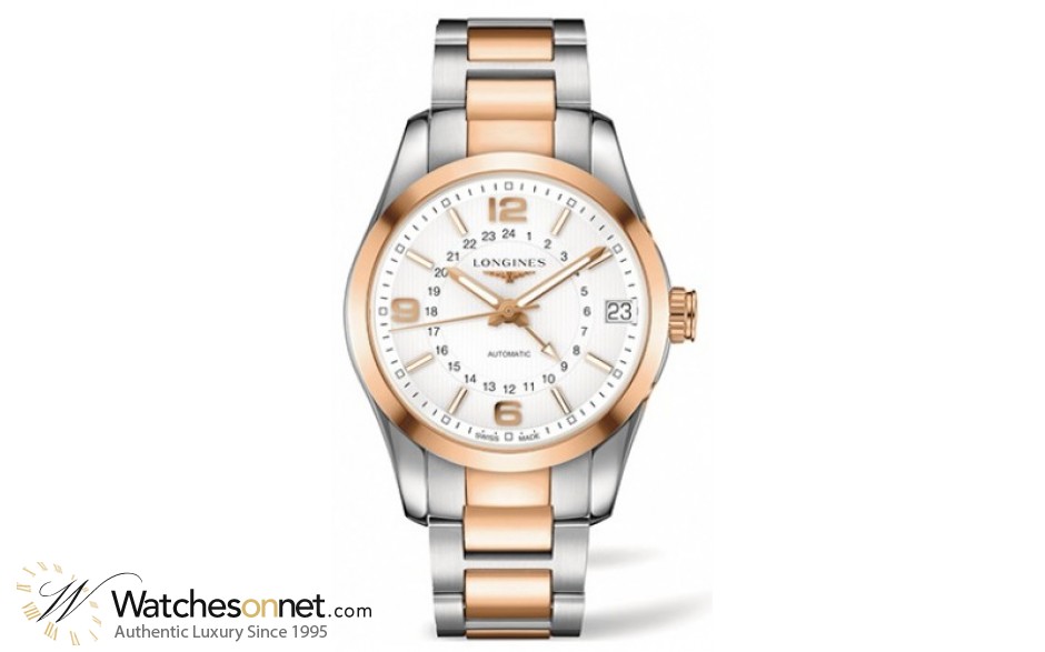 Longines Conquest  Automatic Men's Watch, Steel & 18K Rose Gold, Silver Dial, L2.799.5.76.7