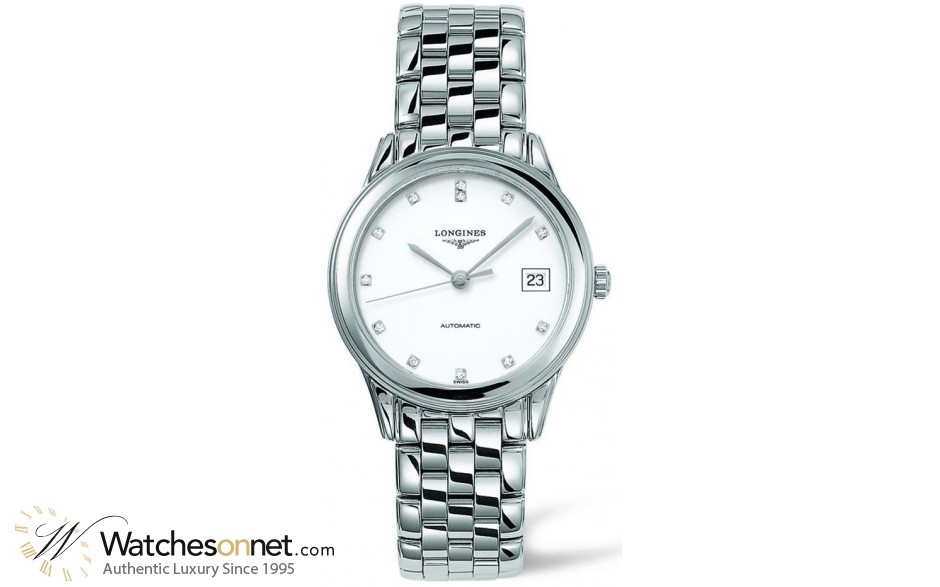 Longines Flagship  Automatic Men's Watch, Stainless Steel, White & Diamonds Dial, L4.774.4.27.6