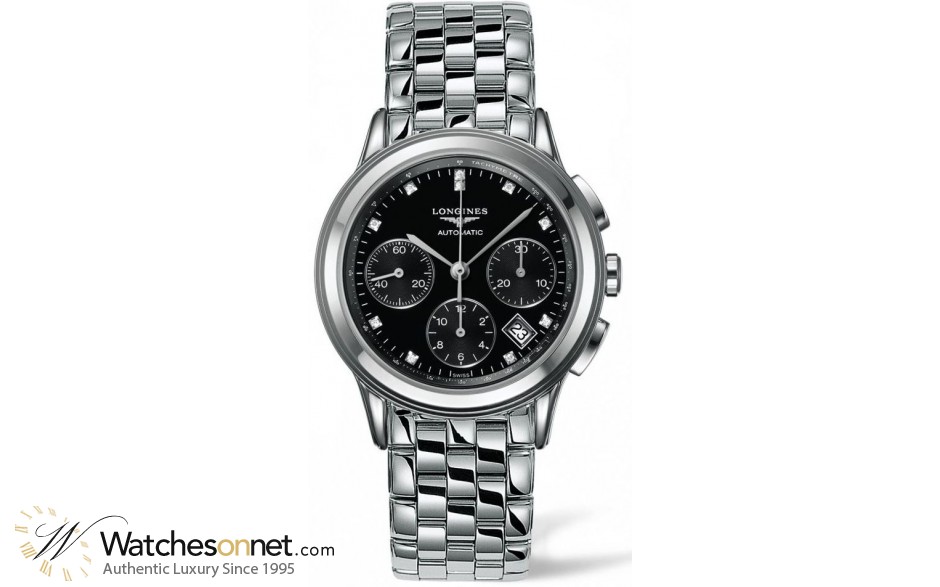Longines Flagship  Chronograph Automatic Men's Watch, Stainless Steel, Black Dial, L4.803.4.57.6