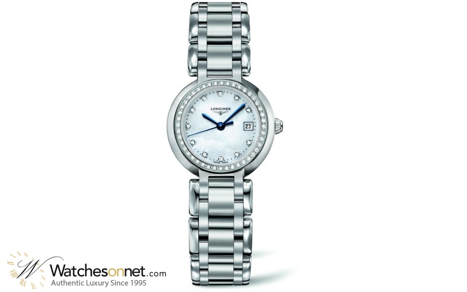 Longines PrimaLuna  Quartz Women's Watch, Stainless Steel, Mother Of Pearl & Diamonds Dial, L8.110.0.87.6