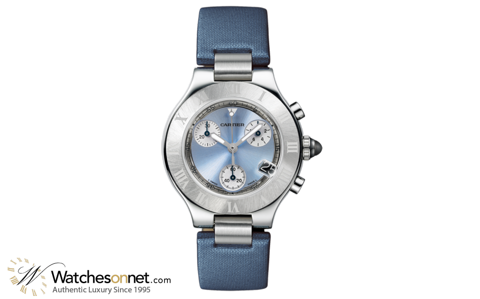 Cartier Must 21  Chronograph Quartz Women's Watch, Stainless Steel, Blue Dial, W1020013