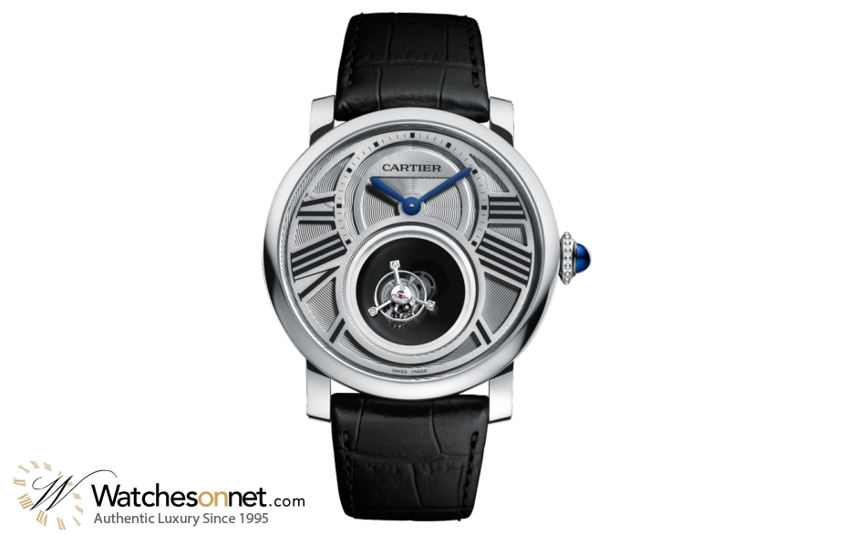 Cartier Rotonde  Mechanical Men's Watch, Platinum, Silver Dial, W1556210