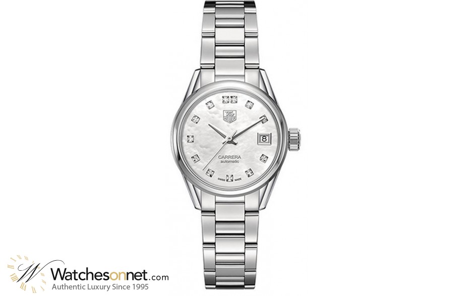 Tag Heuer Carrera  Automatic Women's Watch, Stainless Steel, Mother Of Pearl Dial, WAR2414.BA0776