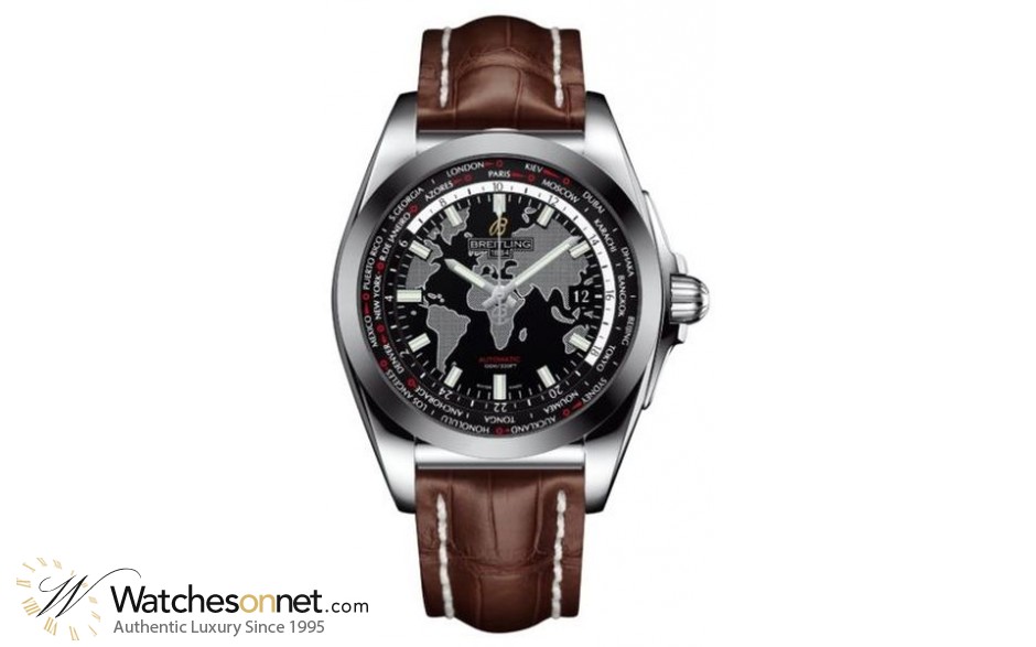 Breitling Galactic Unitime  Automatic Men's Watch, Stainless Steel, Black Dial, WB3510U4.BD94.739P