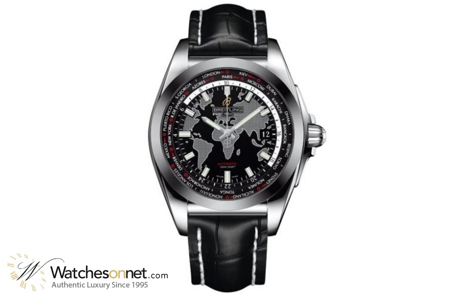 Breitling Galactic Unitime  Automatic Men's Watch, Stainless Steel, Black Dial, WB3510U4.BD94.743P