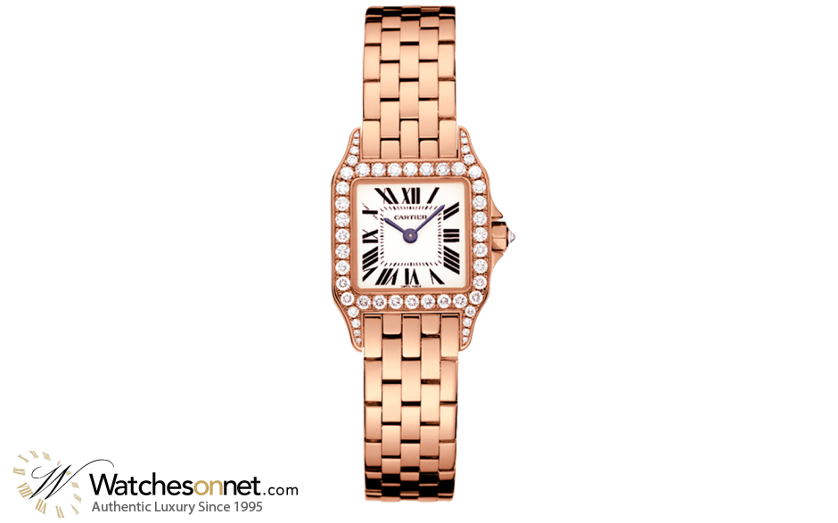 Cartier Santos Demoiselle  Quartz Women's Watch, 18K Rose Gold, Silver Dial, WF9008Z8