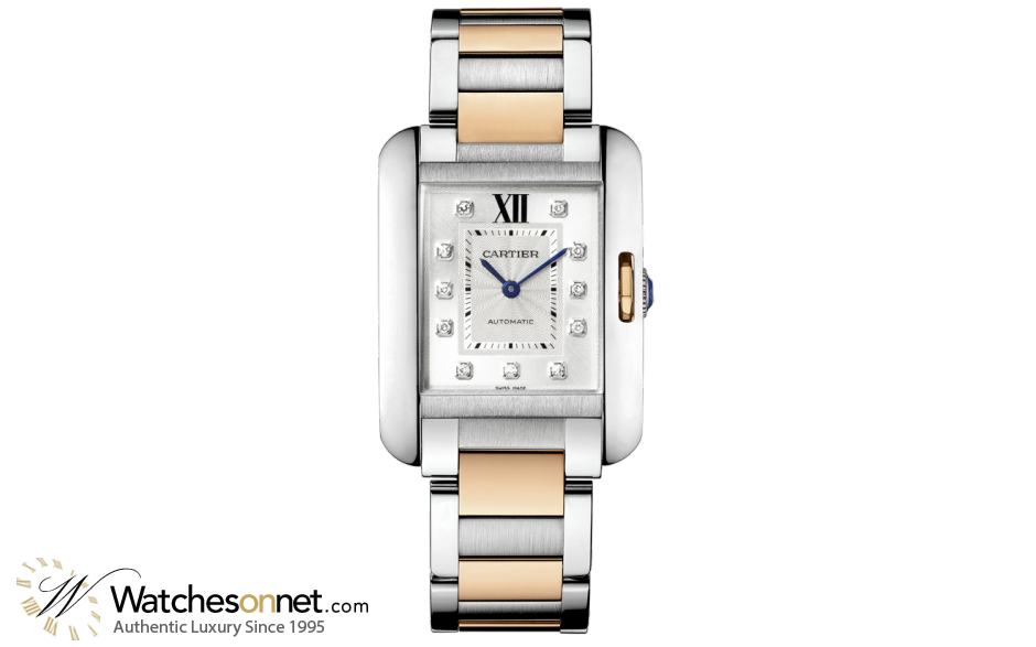 Cartier Tank Anglaise  Automatic Men's Watch, Stainless Steel, Silver Dial, WT100025