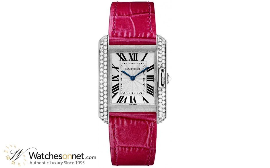 Cartier Tank Anglaise  Automatic Women's Watch, 18K White Gold, Silver Dial, WT100030
