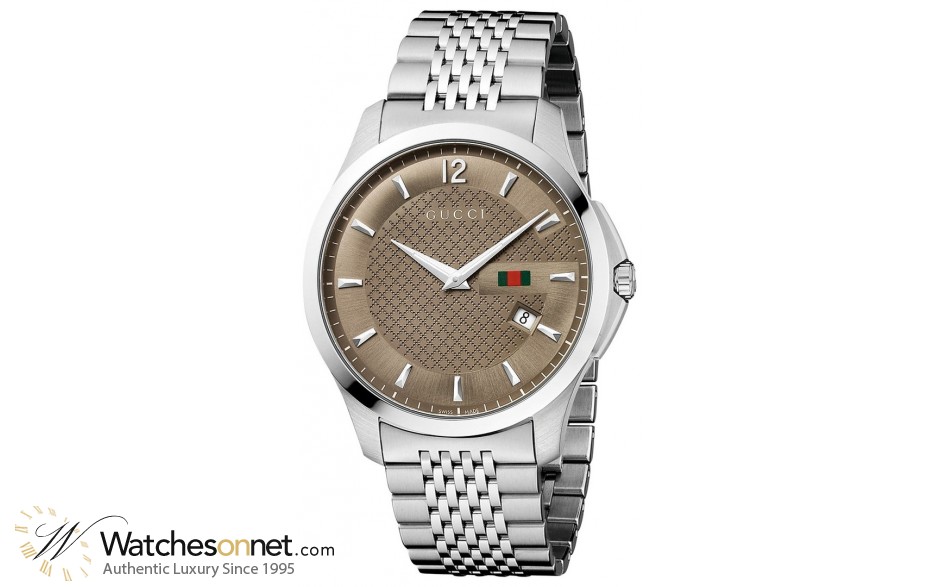 Gucci G-Timeless  Quartz Men's Watch, Stainless Steel, Brown Dial, YA126310