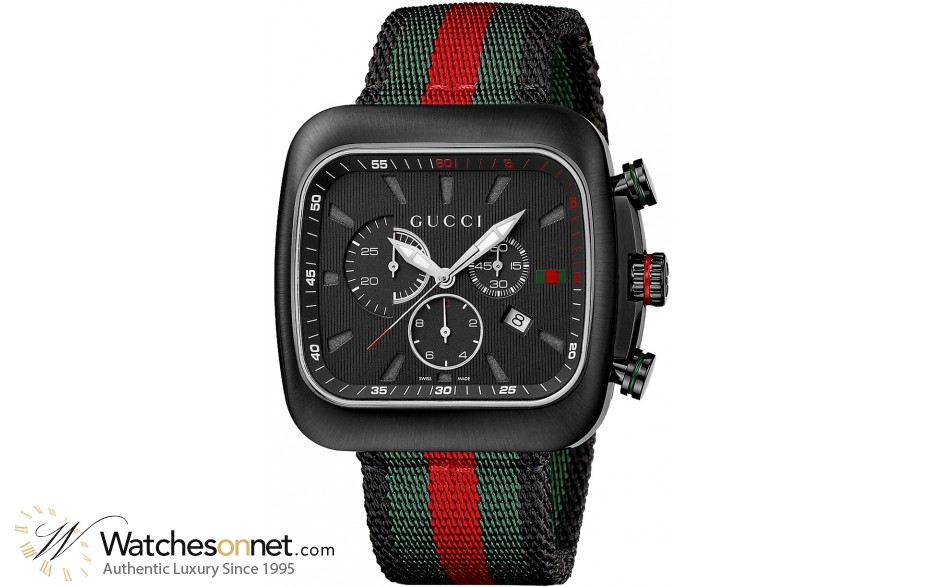 Gucci Gucci Coupe  Chronograph Quartz Men's Watch, PVD Black Steel, Black Dial, YA131202