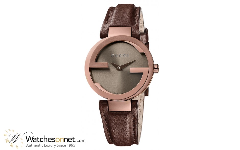 Gucci Interlocking  Quartz Women's Watch, PVD, Brown Dial, YA133504