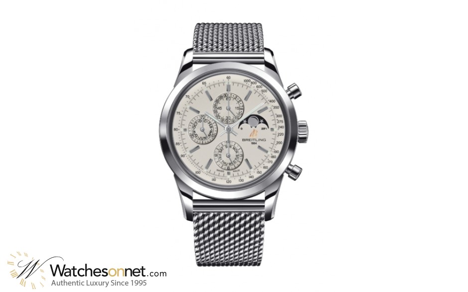Breitling Transocean Chronograph 1461  Chronograph Automatic Men's Watch, Stainless Steel, Silver Dial, A1931012.G750.154A