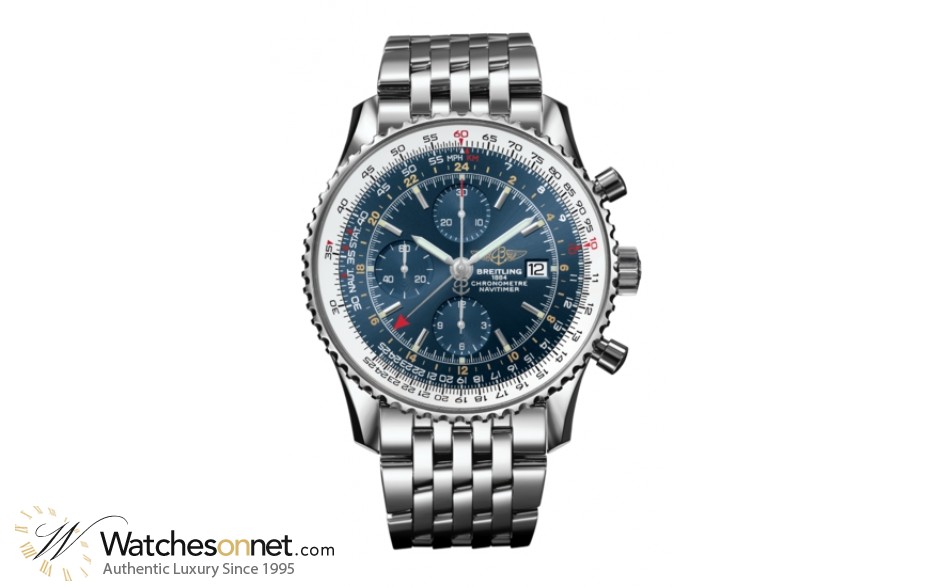 Breitling Navitimer World  Chronograph Automatic Men's Watch, Stainless Steel, Blue Dial, A2432212.C651.443A