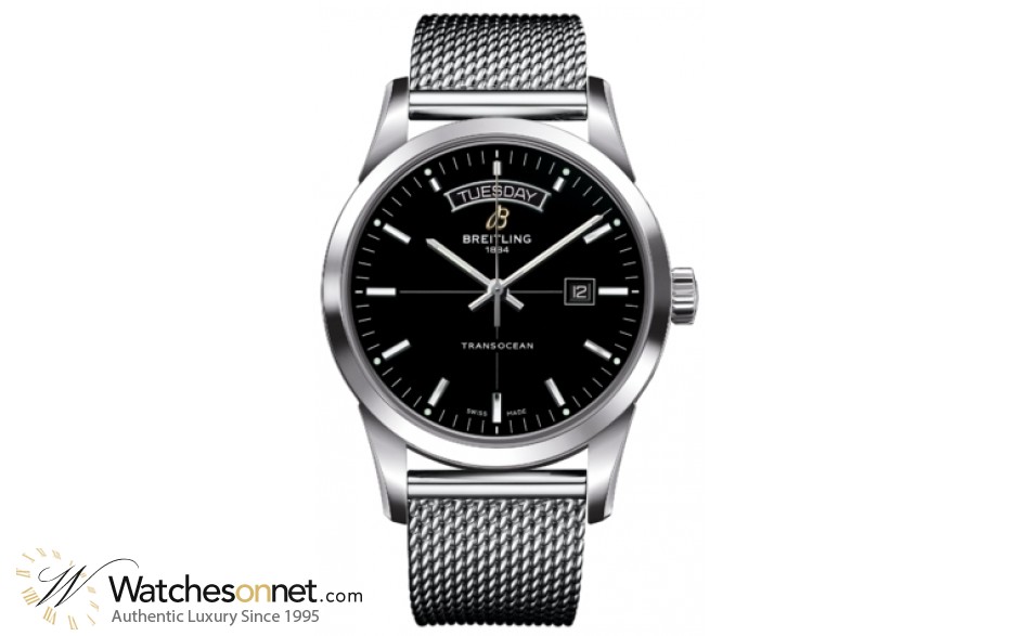 Breitling Transocean  Automatic Men's Watch, Stainless Steel, Black Dial, A4531012.BB69.154A