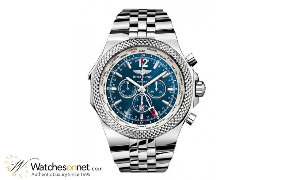 Breitling Bentley GMT  Chronograph Automatic XL Men's Watch, Stainless Steel, Blue Dial, A4736212.C768.998A