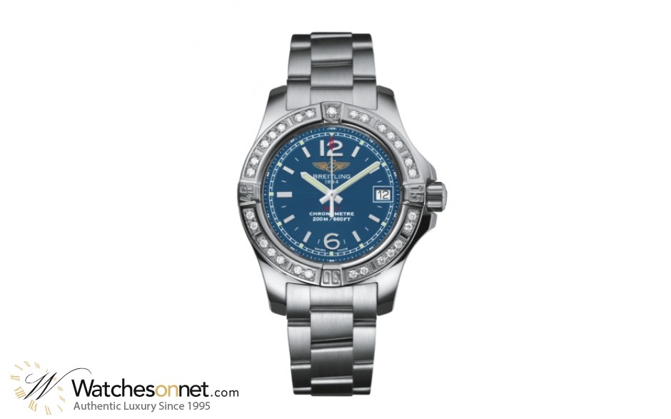 Breitling Colt  Super-Quartz Women's Watch, Stainless Steel, Blue Dial, A7738853.C908.175A