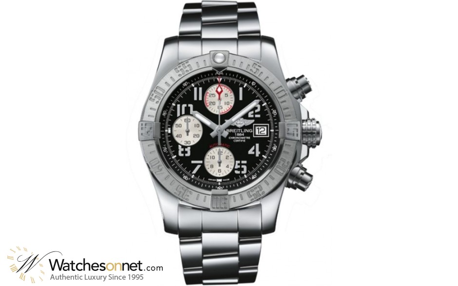 Breitling Avenger II  Chronograph Automatic Men's Watch, Stainless Steel, Black Dial, A1338111.BC33.170A