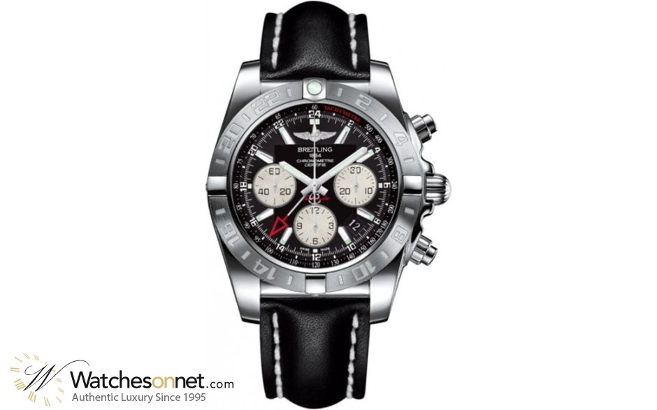 Breitling Chronomat 44 GMT  Chronograph Automatic Men's Watch, Stainless Steel, Black Dial, AB042011.BB56.435X
