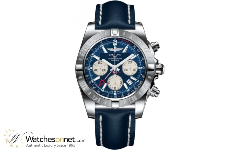 Breitling Chronomat 44 GMT  Chronograph Automatic Men's Watch, Stainless Steel, Blue Dial, AB042011.C851.105X