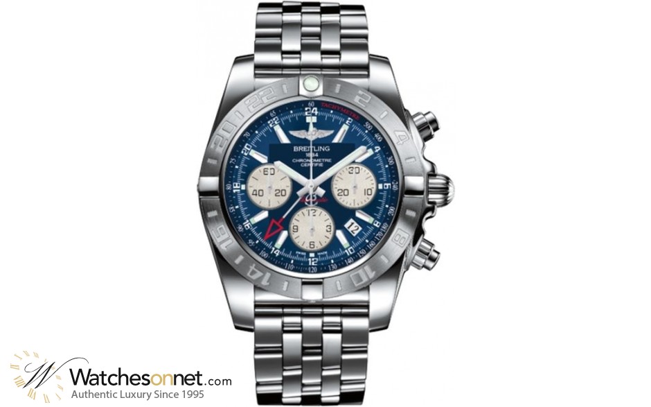 Breitling Chronomat 44 GMT  Chronograph Automatic Men's Watch, Stainless Steel, Blue Dial, AB042011.C851.375A