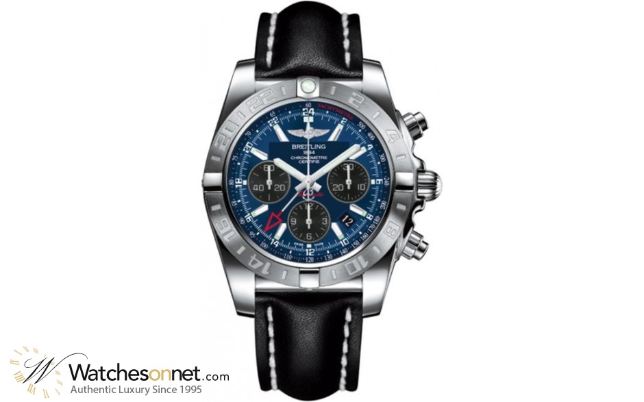Breitling Chronomat 44 GMT  Chronograph Automatic Men's Watch, Stainless Steel, Blue Dial, AB042011.C852.435X