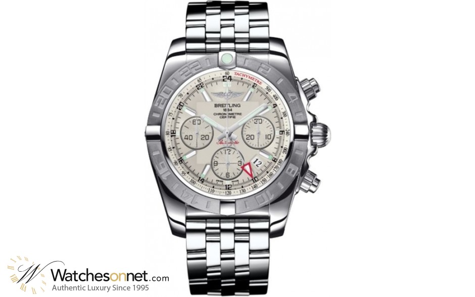 Breitling Chronomat 44 GMT  Chronograph Automatic Men's Watch, Stainless Steel, Silver Dial, AB042011.G745.375A