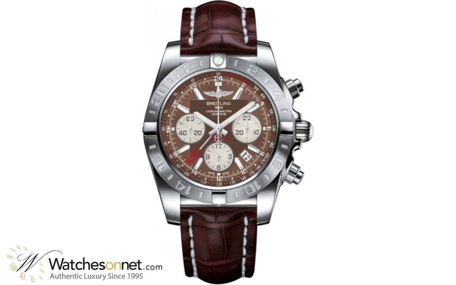 Breitling Chronomat 44 GMT  Chronograph Automatic Men's Watch, Stainless Steel, Brown Dial, AB042011.Q589.740P
