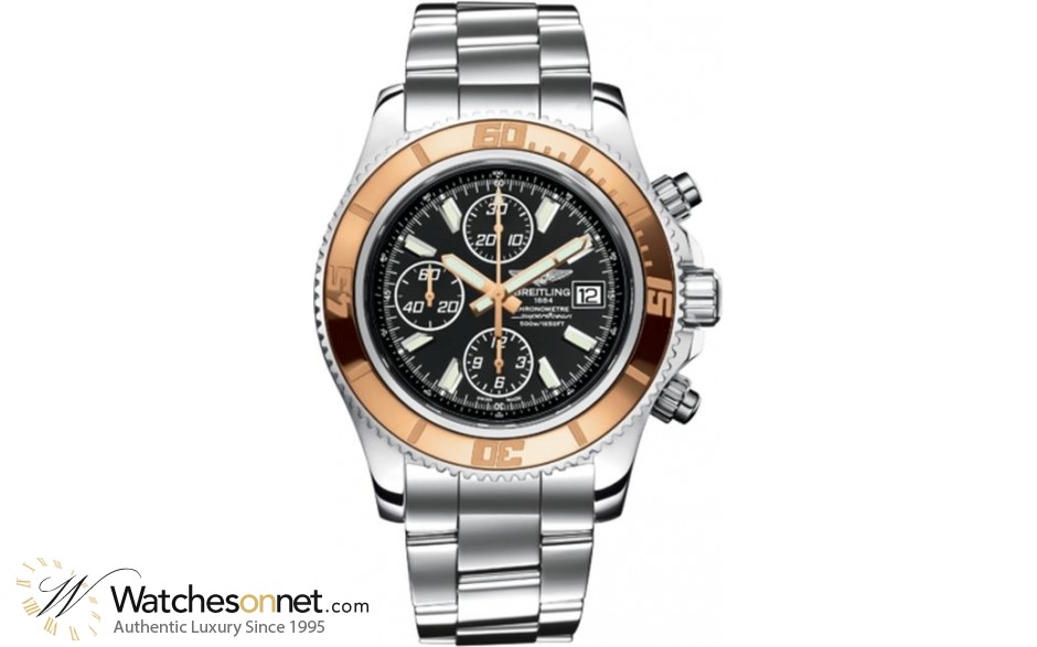 Breitling Superocean Chronograph II  Chronograph Automatic Men's Watch, Steel & 18K Rose Gold, Black Dial, C1334112.BA84.164A