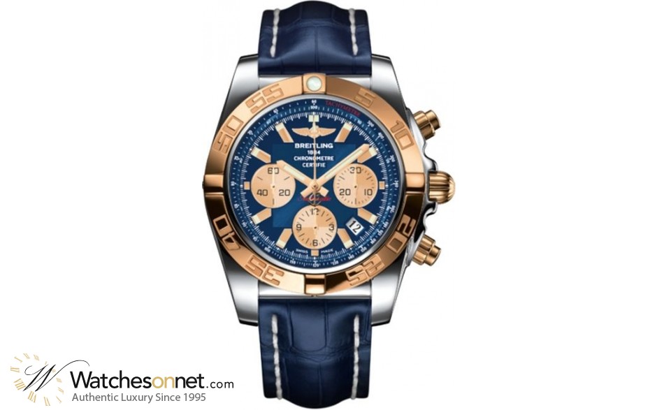 Breitling Chronomat 44  Chronograph Automatic Men's Watch, Steel & 18K Rose Gold, Blue Dial, CB011012.C790.732P