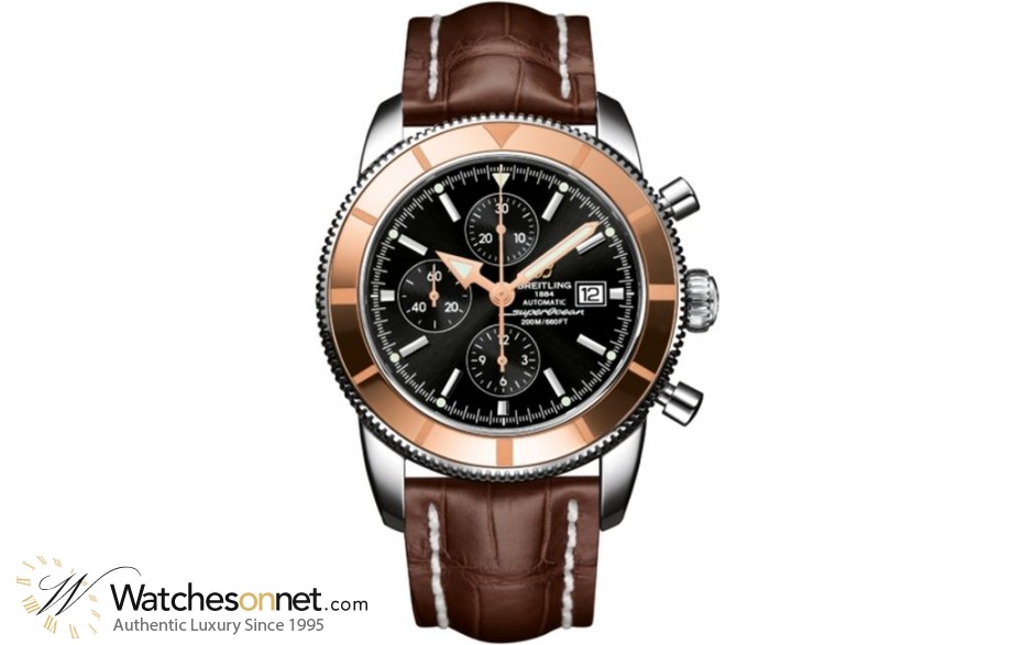 Breitling Superocean Heritage Chronographe 46  Chronograph Automatic Men's Watch, Steel & 18K Rose Gold, Black Dial, U1332012.B908.757P