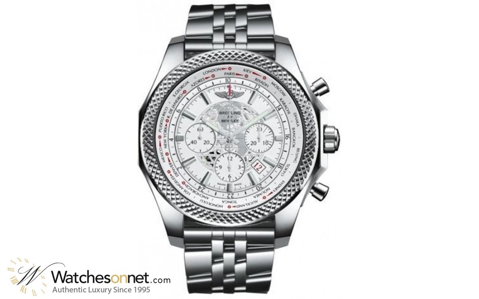 Breitling Bentley B05 Unitime  Chronograph Automatic Men's Watch, Stainless Steel, White Dial, AB0521U0.A755.990A