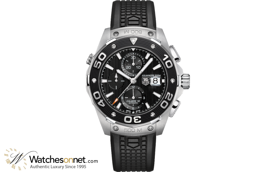Tag Heuer Aquaracer 500M  Chronograph Automatic Men's Watch, Stainless Steel, Black Dial, CAJ2110.FT6023