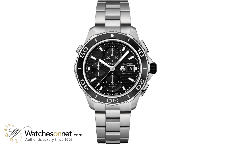 Tag Heuer Aquaracer 500M  Chronograph Automatic Men's Watch, Stainless Steel, Black Dial, CAK2110.BA0833