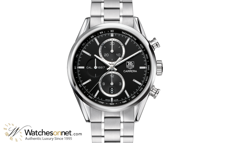 Tag Heuer Carrera  Chronograph Automatic Men's Watch, Stainless Steel, Black Dial, CAR2110.BA0720