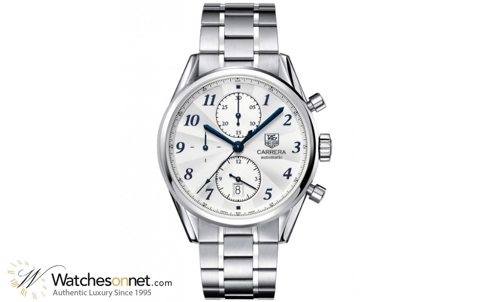 Tag Heuer Carrera  Chronograph Automatic Men's Watch, Stainless Steel, White Dial, CAS2111.BA0730