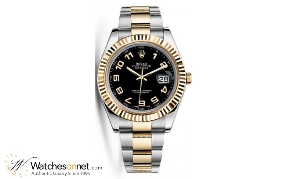 Rolex Datejust II  Automatic Men's Watch, Steel & 18K Yellow Gold, Black Dial, 116333-BLK