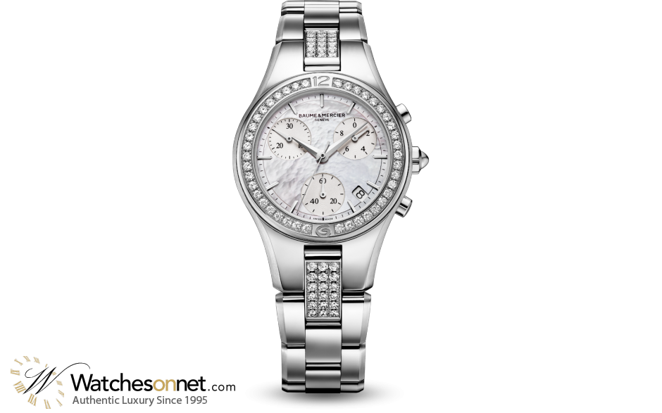 Baume & Mercier Linea  Chronograph Quartz Women's Watch, Stainless Steel, White Dial, MOA10017
