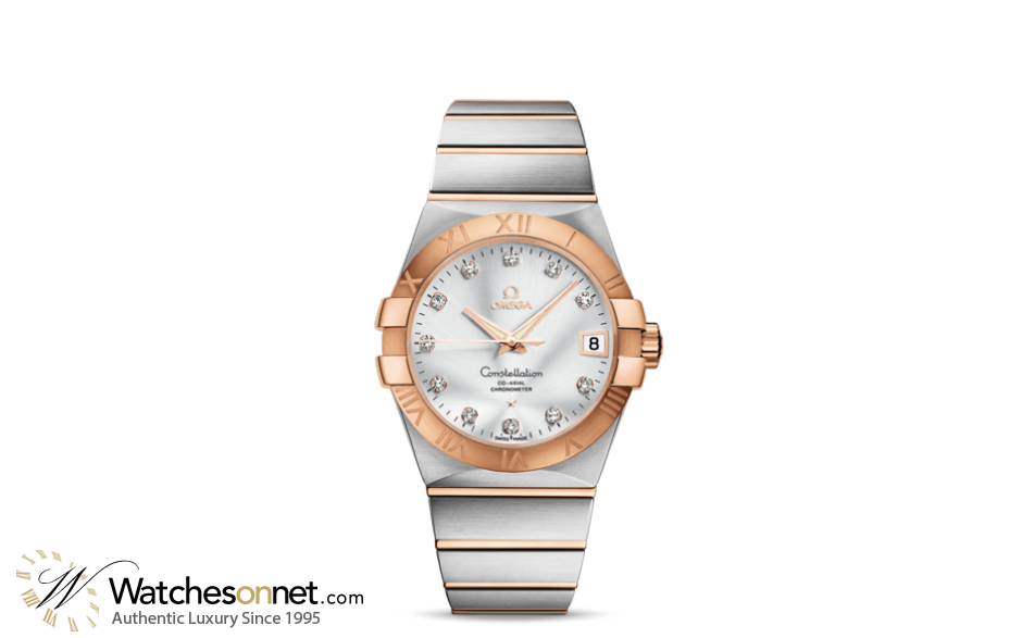 Omega Constellation  Automatic Men's Watch, 18K Rose Gold, Silver & Diamonds Dial, 123.20.38.21.52.001