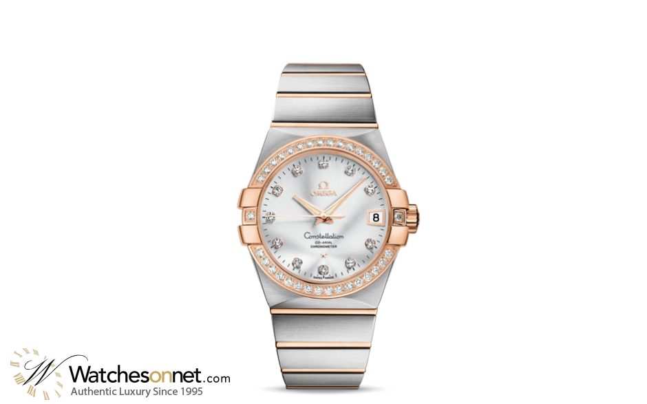 Omega Constellation  Automatic Men's Watch, 18K Rose Gold, Silver & Diamonds Dial, 123.25.38.21.52.001