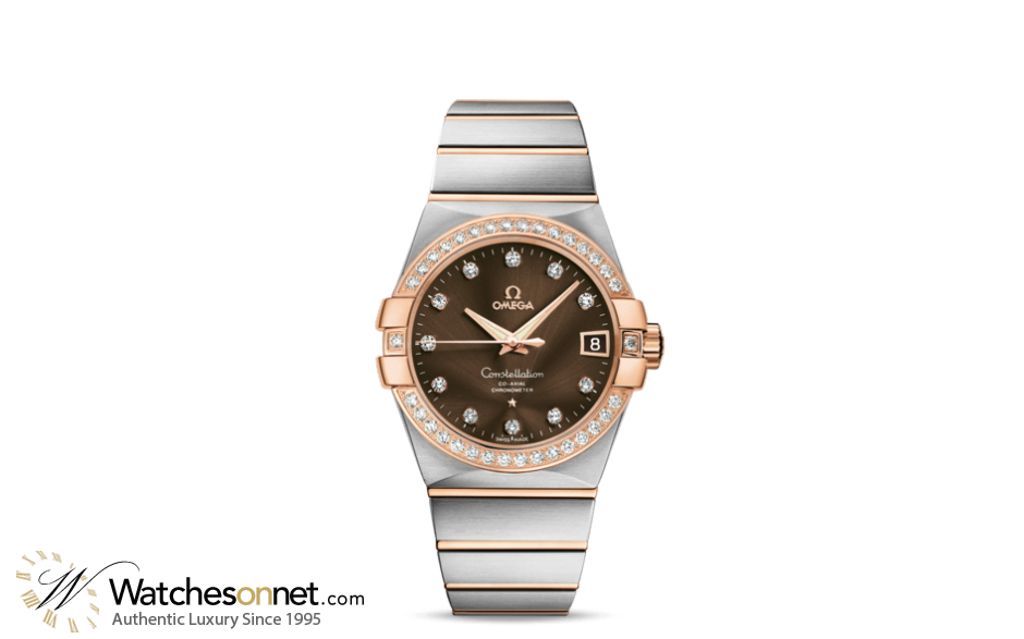 Omega Constellation  Automatic Men's Watch, 18K Rose Gold, Brown & Diamonds Dial, 123.25.38.21.63.001