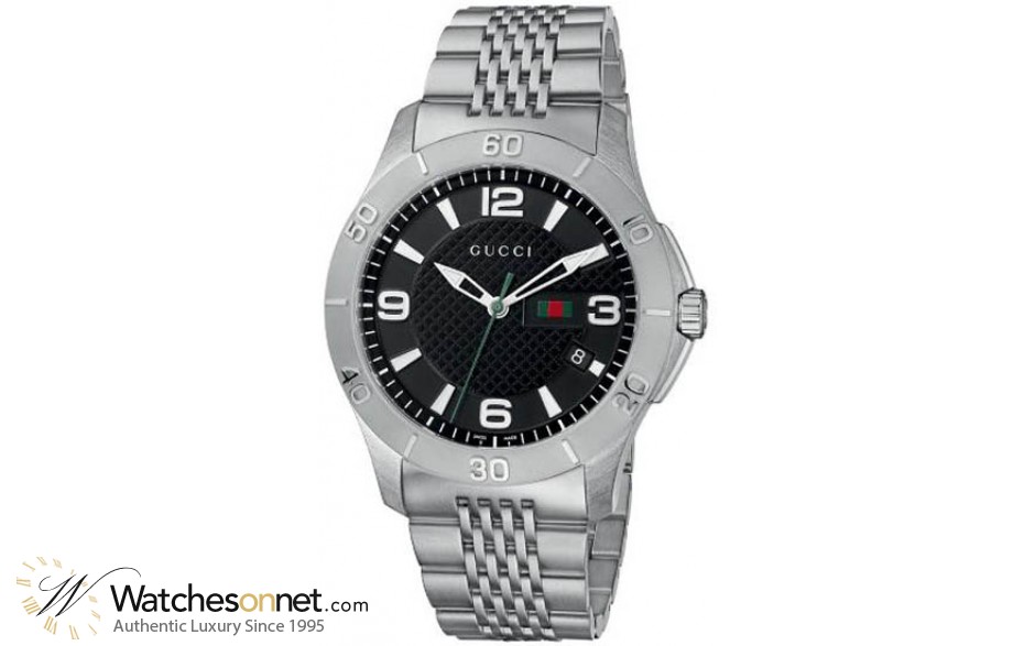 Gucci G-Timeless  Quartz Men's Watch, Stainless Steel, Black Dial, YA126218