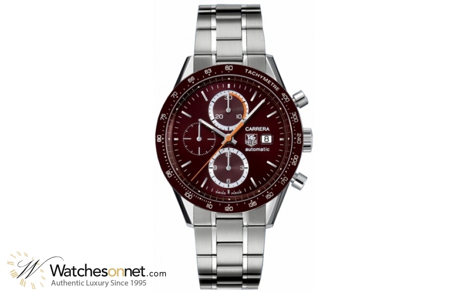 Tag Heuer Grand Carrera  Chronograph Automatic Men's Watch, Stainless Steel, Brown Dial, CV2013.BA0794