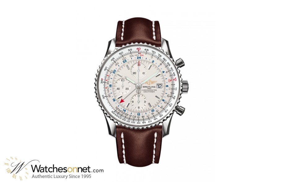 Breitling Navitimer World  Chronograph Automatic Men's Watch, Stainless Steel, Silver Dial, A2432212.G571.443X
