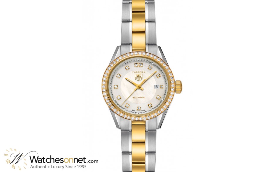 Tag Heuer Carrera  Automatic Women's Watch, 18K Yellow Gold, Mother Of Pearl Dial, WV2451.BD0797