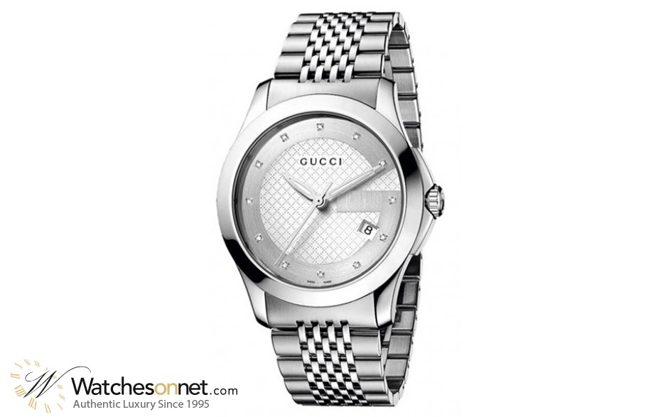Gucci G-Timeless  Quartz Men's Watch, Stainless Steel, Silver Dial, YA126404