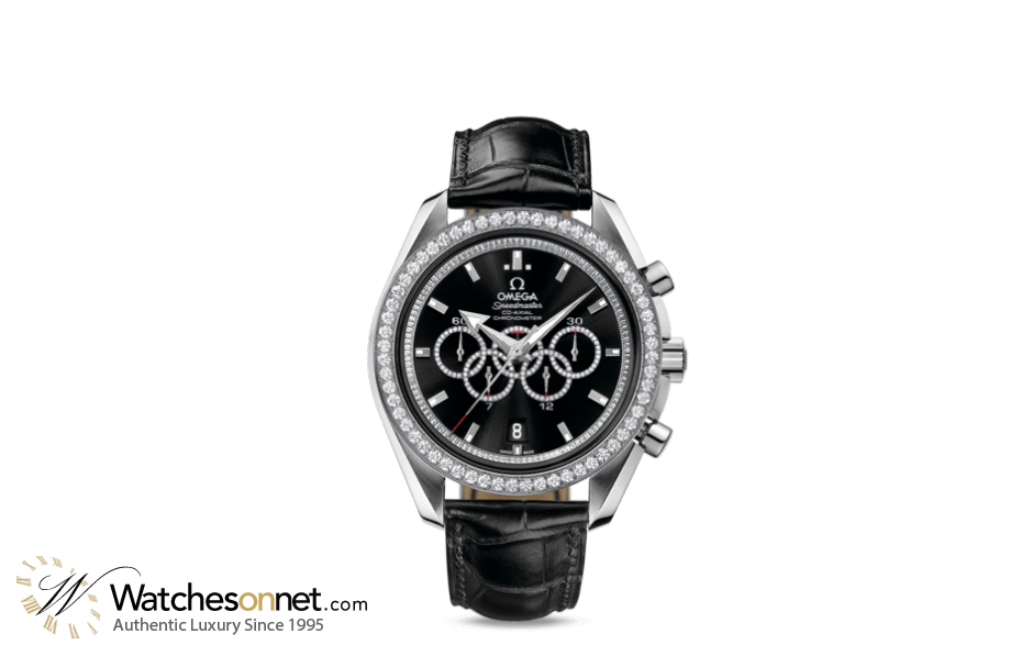 Omega Speedmaster Broad Arrow  Chronograph Automatic Men's Watch, 18K White Gold, Black & Diamonds Dial, 321.58.44.52.51.001